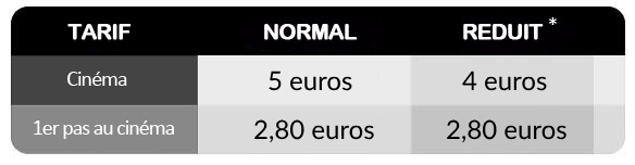 cinema tarifs